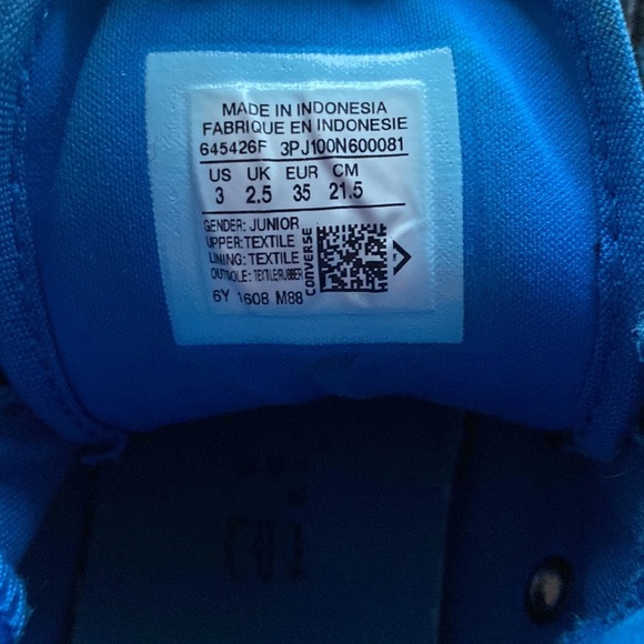 Converse All Star Static Black Blue High Tops High Top Sneaker Kids Size 3 Youth - Picture 5 of 8